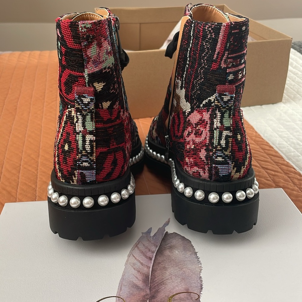 Patchwork lace up combat bootie - Picture 6 of 10